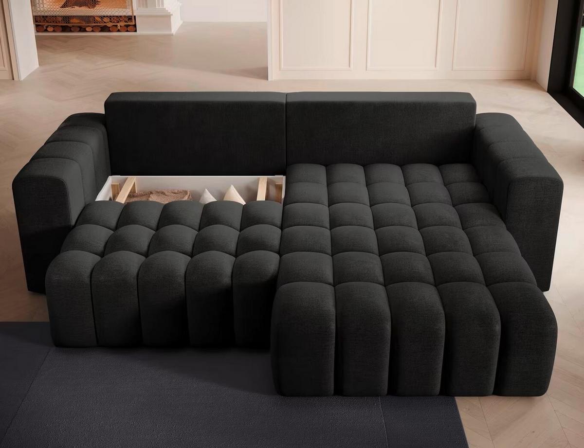 Ecksofa Bonett Anthrazit S: 250x175 Cm - Anthrazit/Schwarz, Design, Textil (250/175cm) - MID.YOU