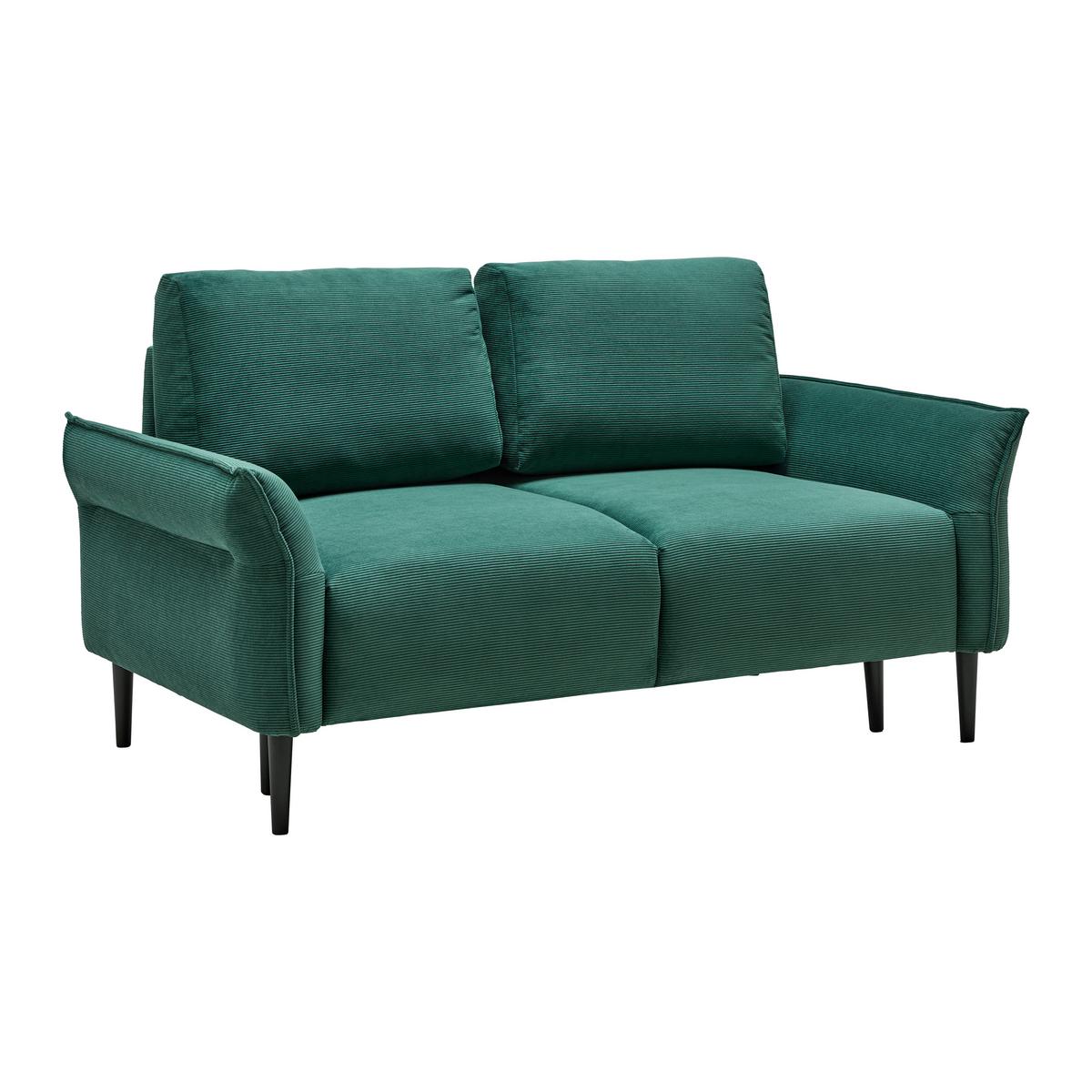 Dvoumístná pohovka CUSTOM, tmavě zelený manšestr - černá/tmavě zelená, Moderní, dřevo/textil (150/85/92cm) - Mömax
