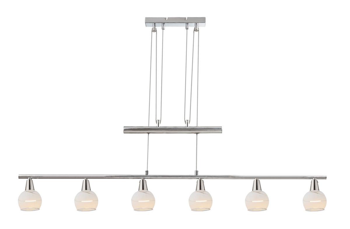LED-Hängeleuchte Globo H: 160 cm 6-Flammig mit Glas - Basics, Glas/Metall (90/9,8/160cm) - Globo