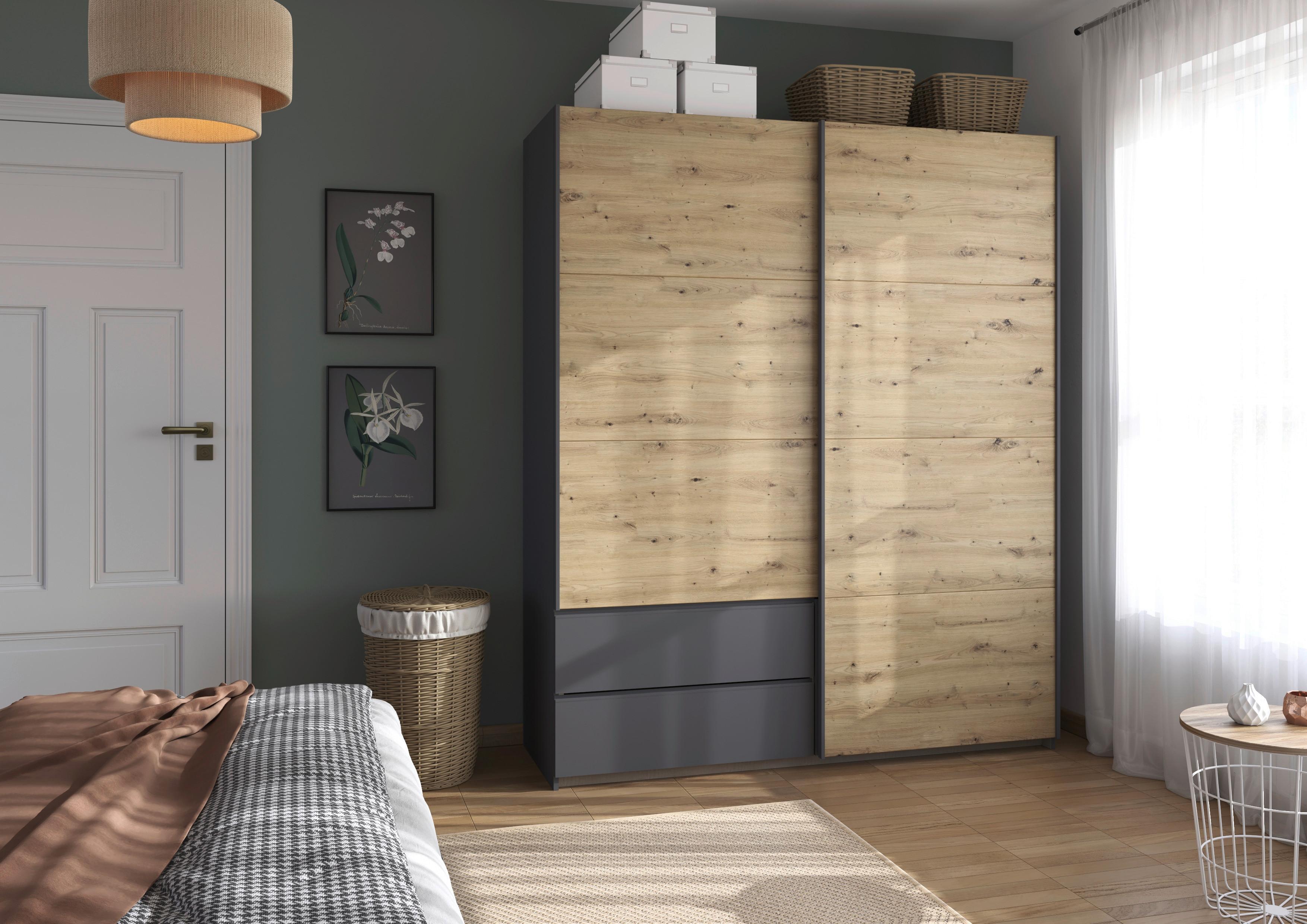 Schwebetürenschrank Stoke Grau Eiche Artisan Dekor - Eiche Artisan/Grau, MODERN, Holzwerkstoff (175/210/59cm) - Rauch Möbel