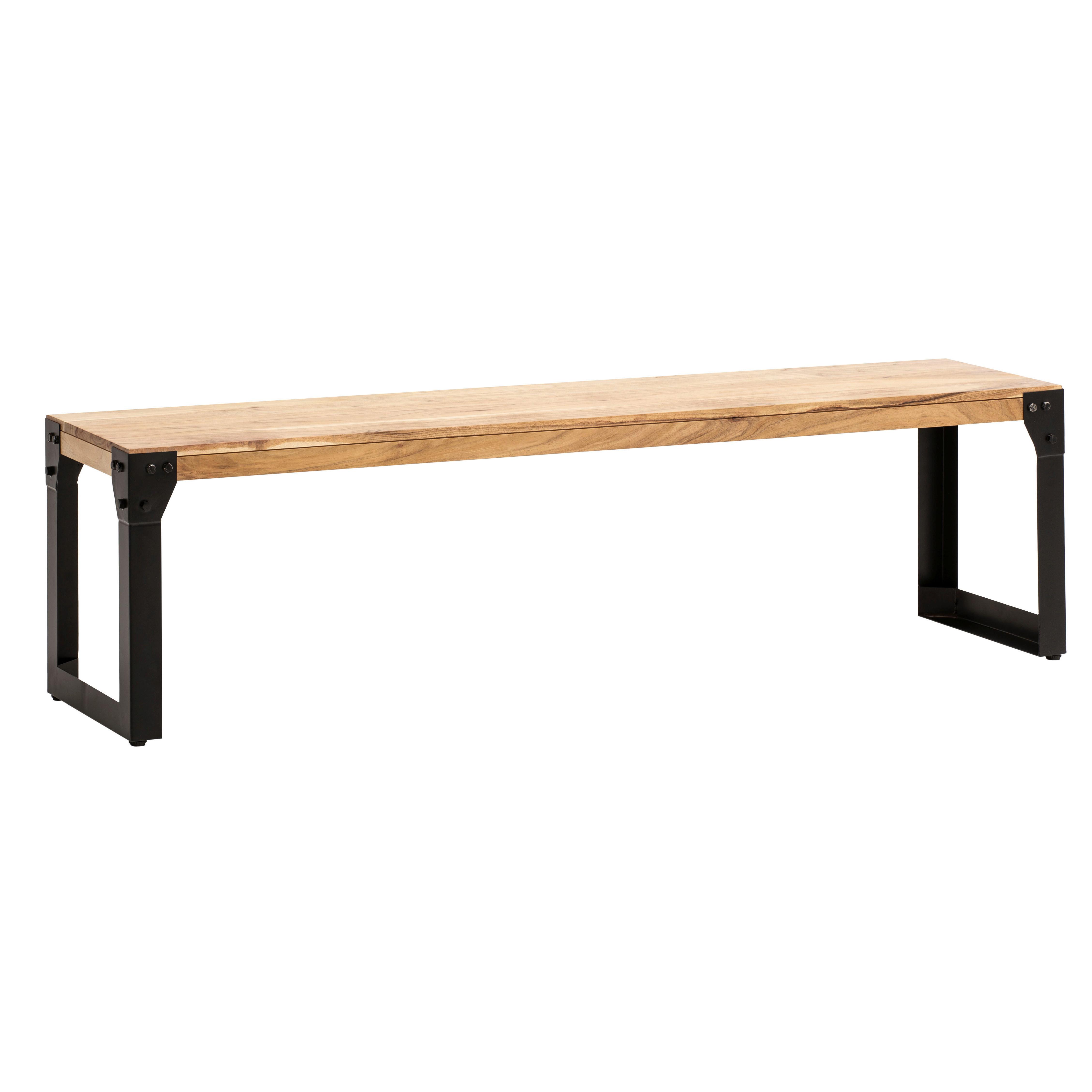 Sitzbank Holz Massiv Akazie/ Schwarz Wl7.052 B: 160 cm - Schwarz/Akaziefarben, Design, Holz (160/45/40cm) - MID.YOU