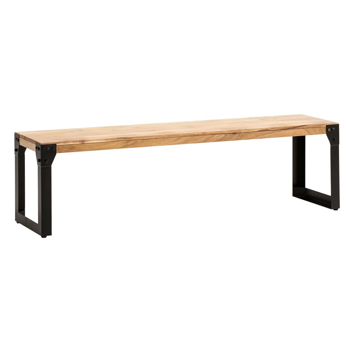 Sitzbank Holz Massiv Akazie/ Schwarz Wl7.053 B: 180 cm - Schwarz/Akaziefarben, Design, Holz (180/45/40cm) - MID.YOU