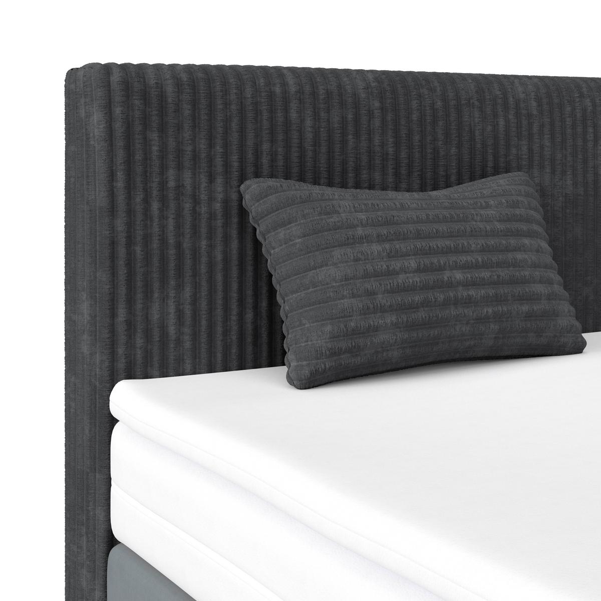 Boxspringbett Mit Topper Mit Bettkasten 180x200 Cm Rossa - Blaugrau/Schwarz, MODERN, Holzwerkstoff/Textil (180/200cm)