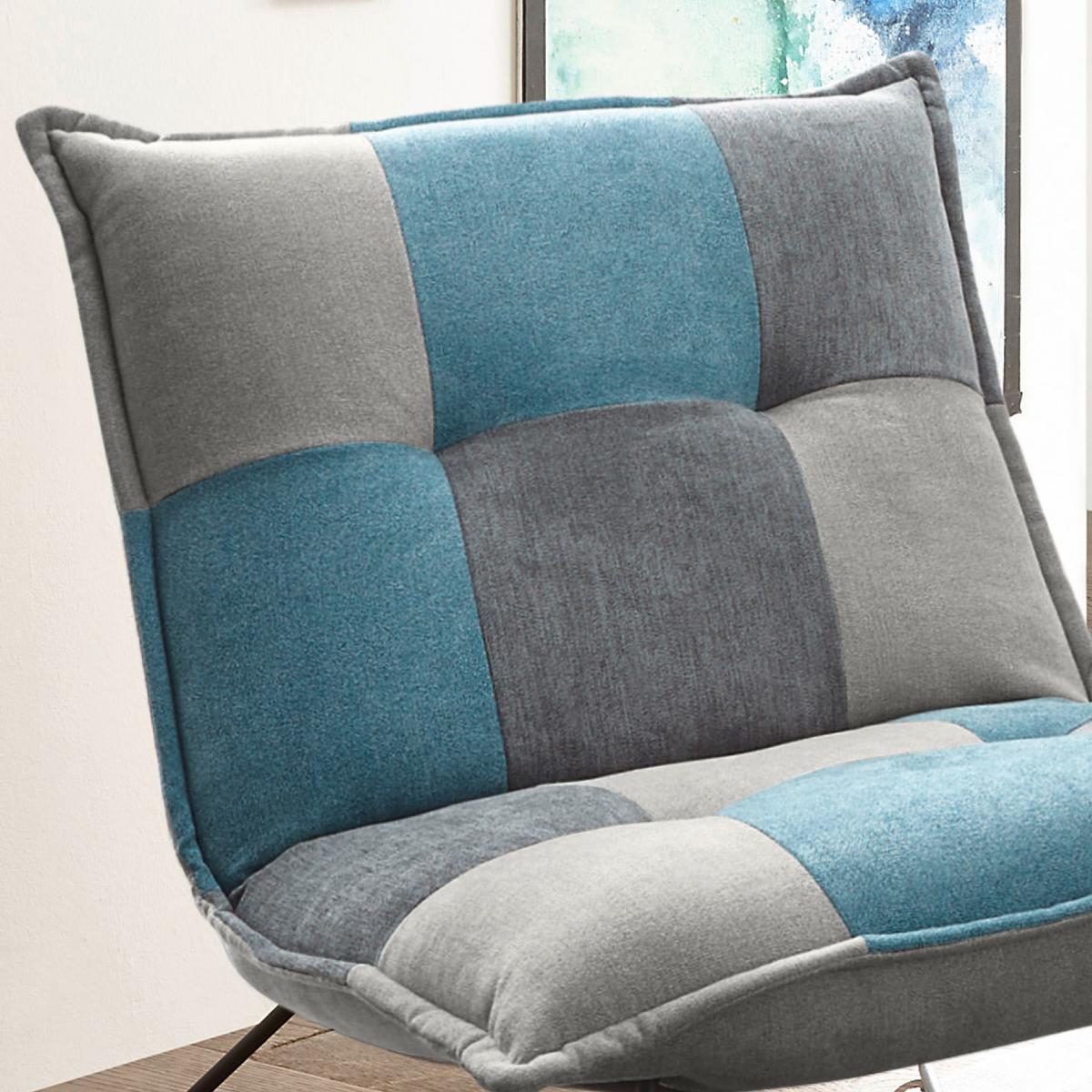 Polstersessel Vico Stoffbezug Schlamm/denim/grau - Blau/Schlammfarben, Basics, Textil/Metall (69/76/86cm) - MID.YOU