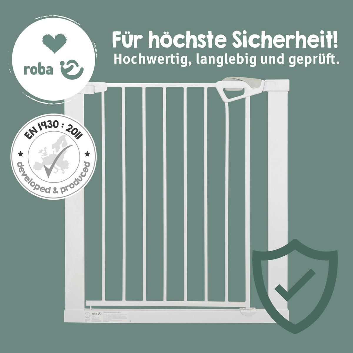 Türschutzgitter Metall erweiterbar, weiß - Weiß, Basics, Metall (75/80/3cm) - Roba