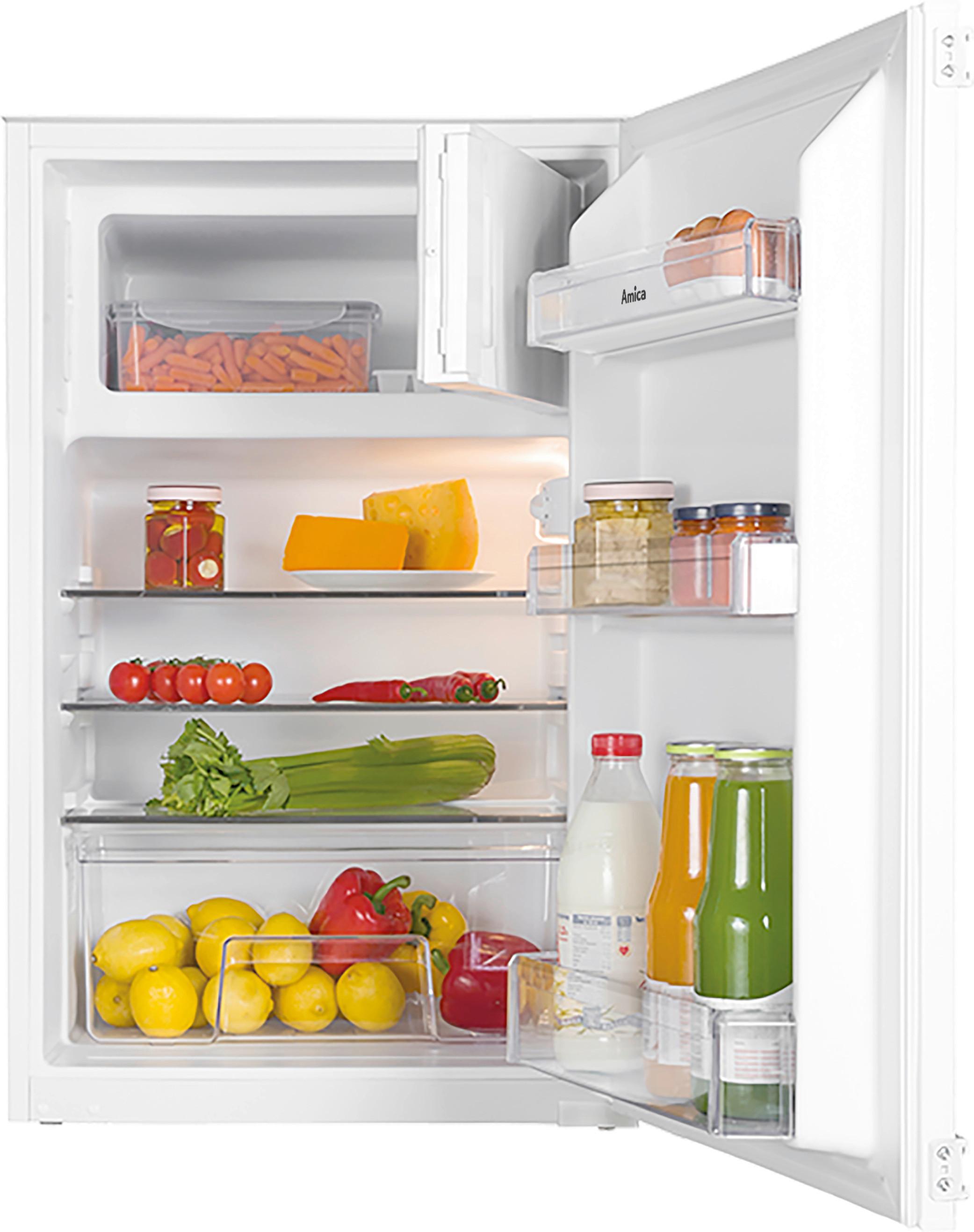 Einbaukühlschrank H: 87,6 Cm 98 L Mit Gefrierfach - Weiß, Design, Glas/Metall (54/87,1/54cm) - Amica