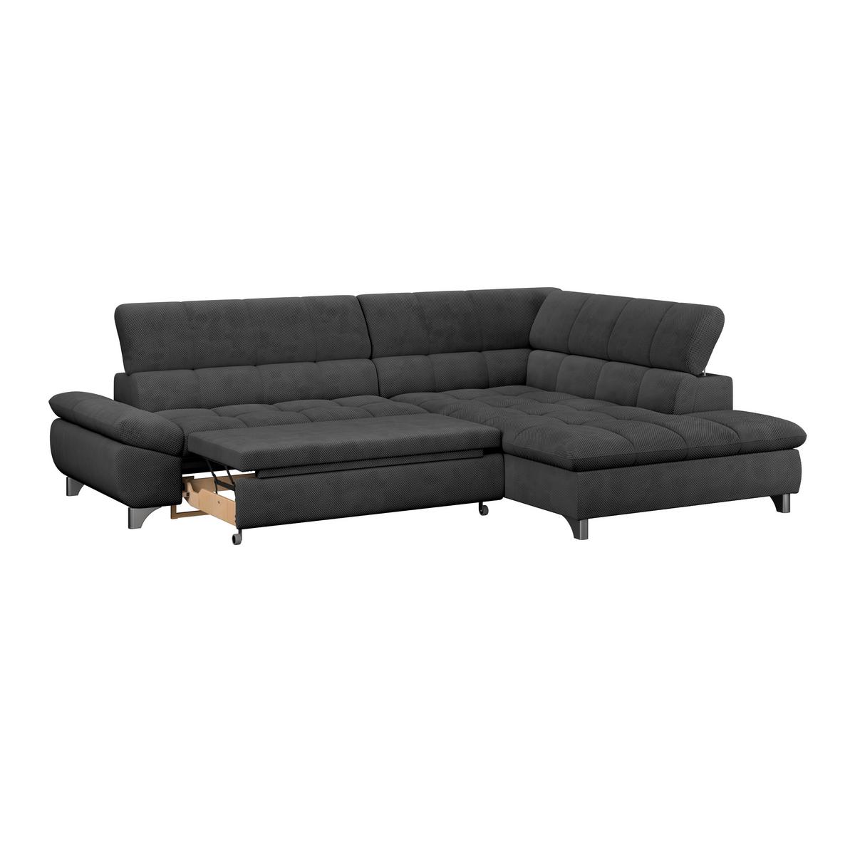 Ecksofa Gemini Schwarz, B: 312cm - Chromfarben/Anthrazit, KONVENTIONELL, Textil (312/234cm)