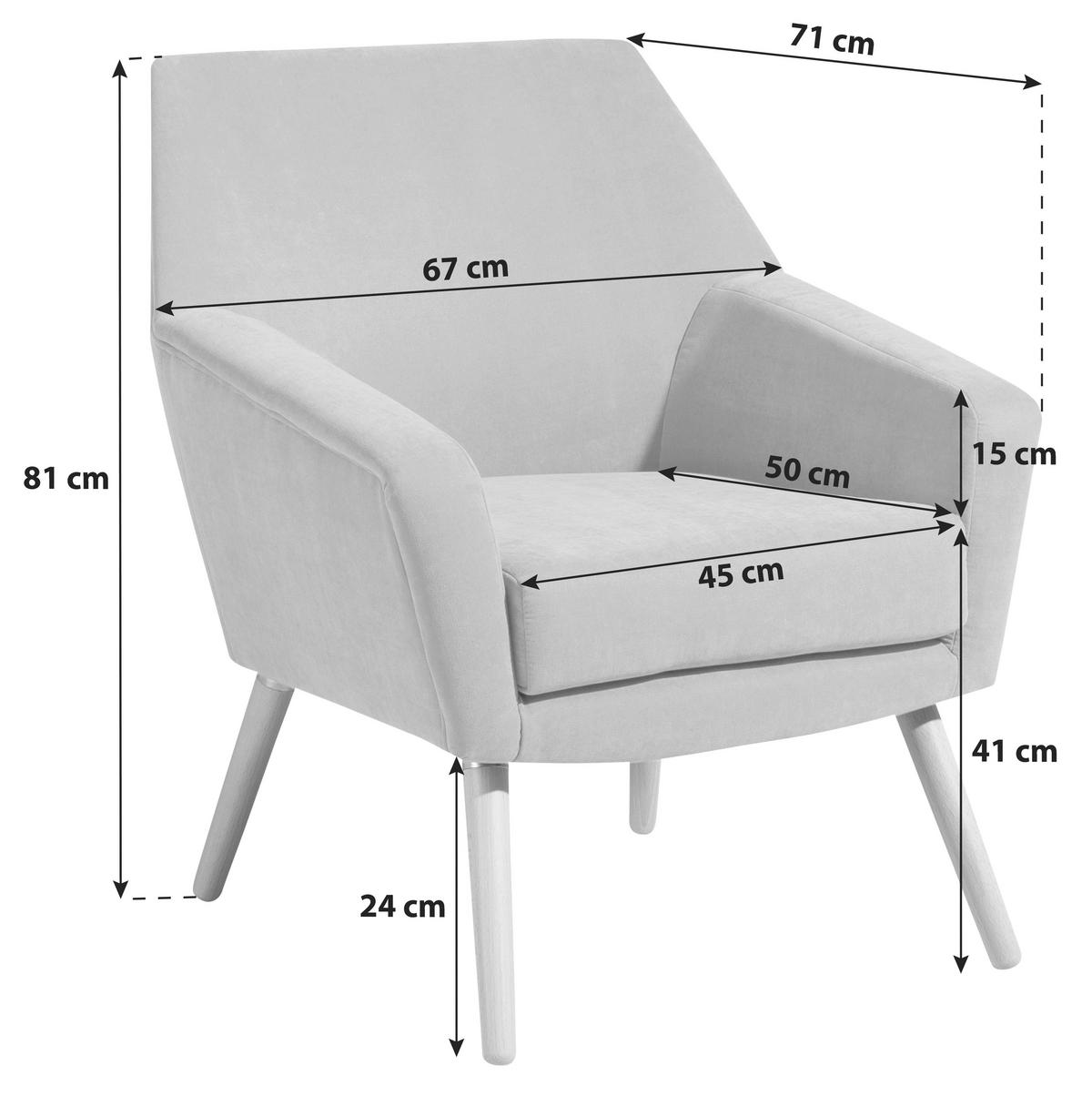 Polstersessel Mit Armlehnen Alegro Velours Creme - Buchefarben/Creme, Design, Textil (67/81/71cm) - Max Winzer