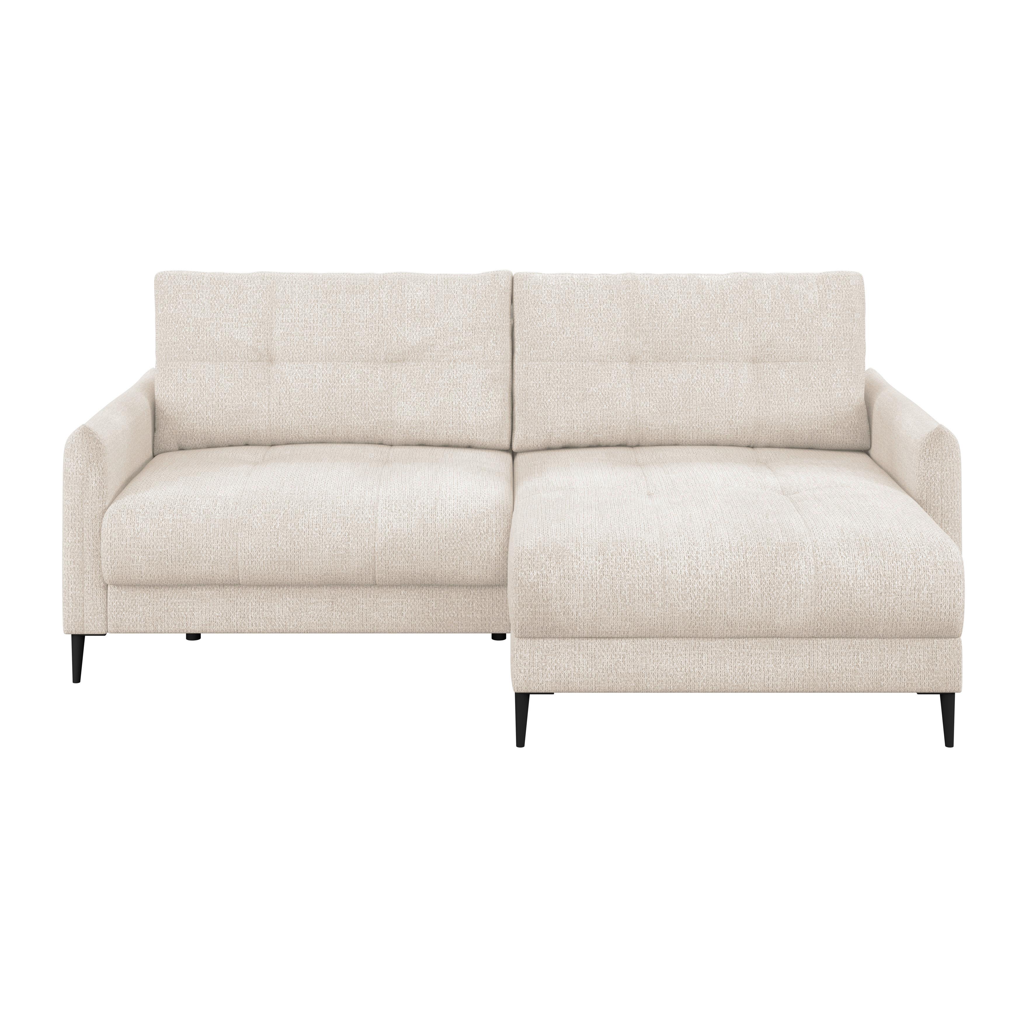 Ecksofa Polis Webstoff weiß, 221x142cm - Schwarz/Weiß, Trend, Textil (221/142cm) - Ondega