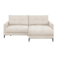 Ecksofa Polis Webstoff weiß, 221x142cm - Schwarz/Weiß, Trend, Textil (221/142cm) - Ondega