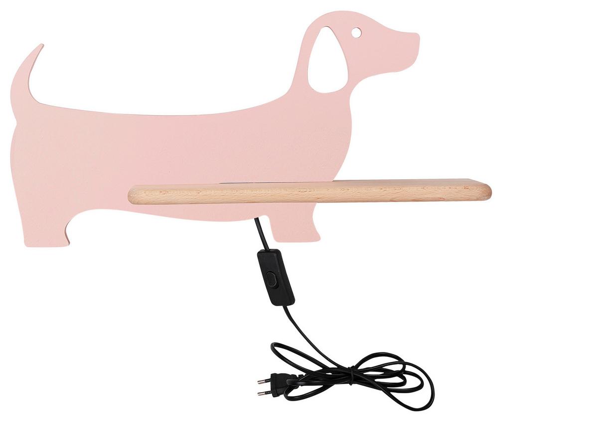 Kinderwandleuchte 21-01030 Dog - Pink, KONVENTIONELL, Holz/Holzwerkstoff (36.5/12/18.5cm)