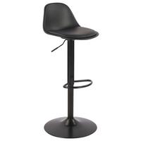 Barhocker höhenverstellbar Conte Lederlook schwarz - Schwarz, MODERN, Kunststoff/Textil (44/112/49cm)