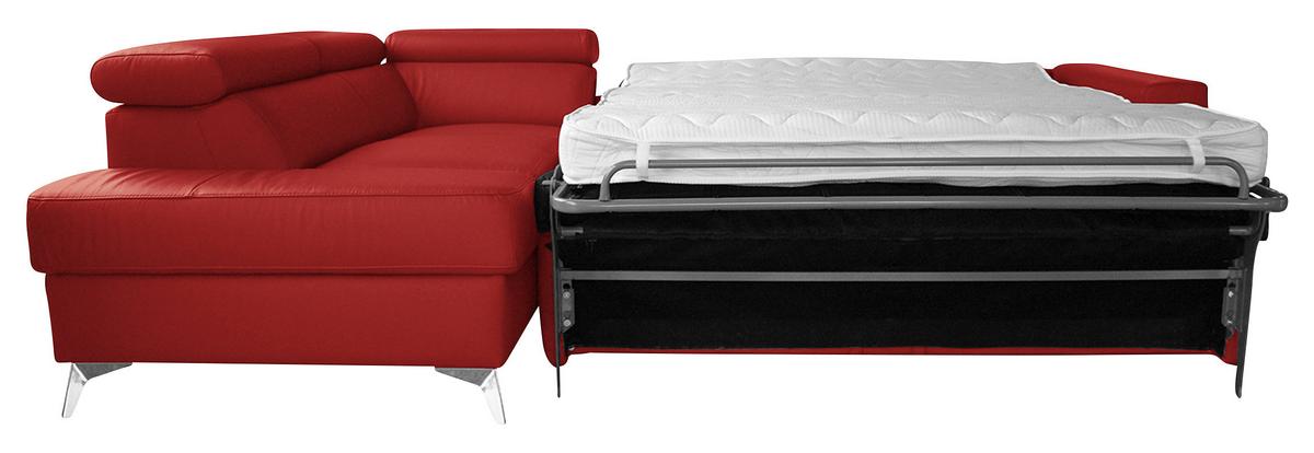 Ecksofa Mondo, Rot S: 208x286 Cm - Chromfarben/Rot, Design, Leder/Textil (208/286cm) - Livetastic