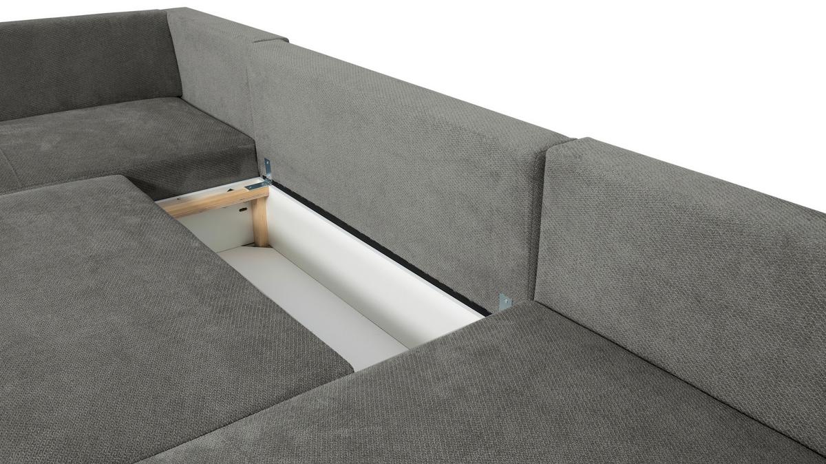 Wohnlandschaft Veronice Grau B: 313 cm - Blau/Schwarz, Trend, Textil (171/313/141cm)