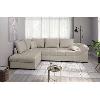 Eckschlafsofa Alvito Beige S: 202x298 Cm - Beige/Schwarz, MODERN, Textil (202/298cm) - MID.YOU