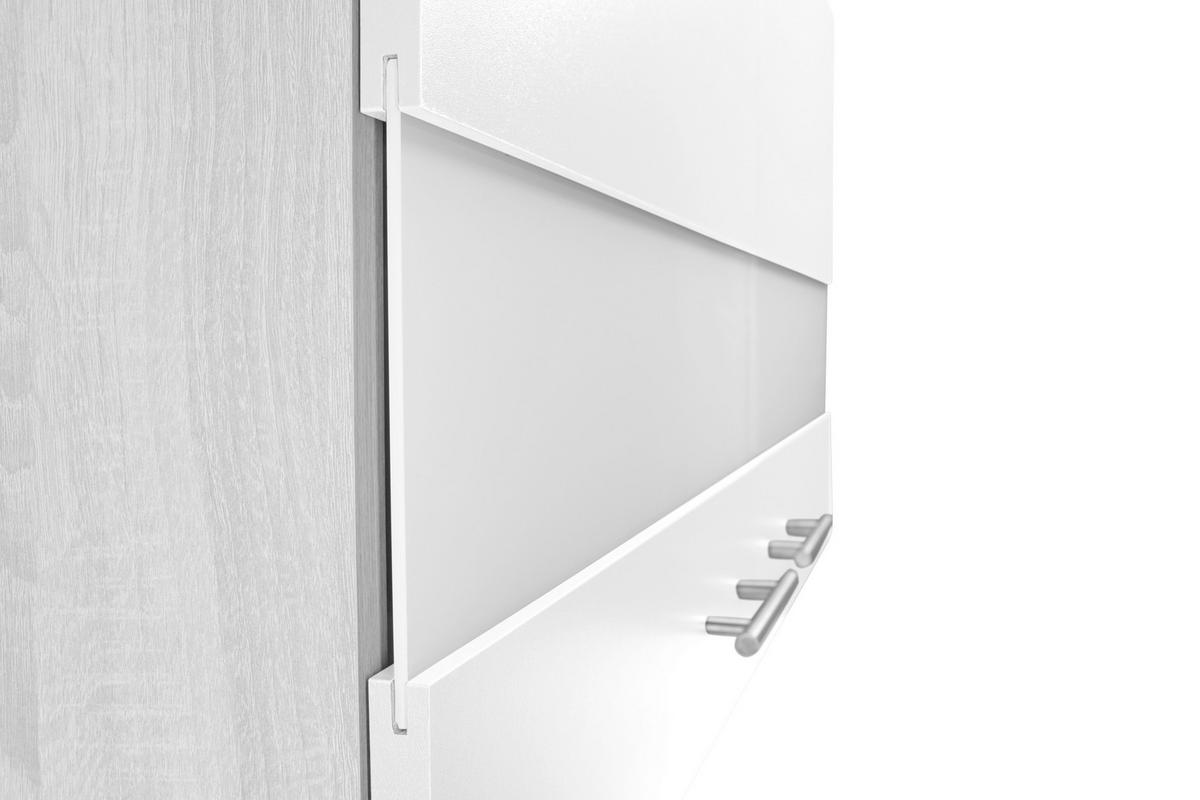 Miniküche Merle Weiß/Eiche Dekor B:100cm - Eichefarben/Weiß, Basics, Glas/Holzwerkstoff (100cm) - Respekta