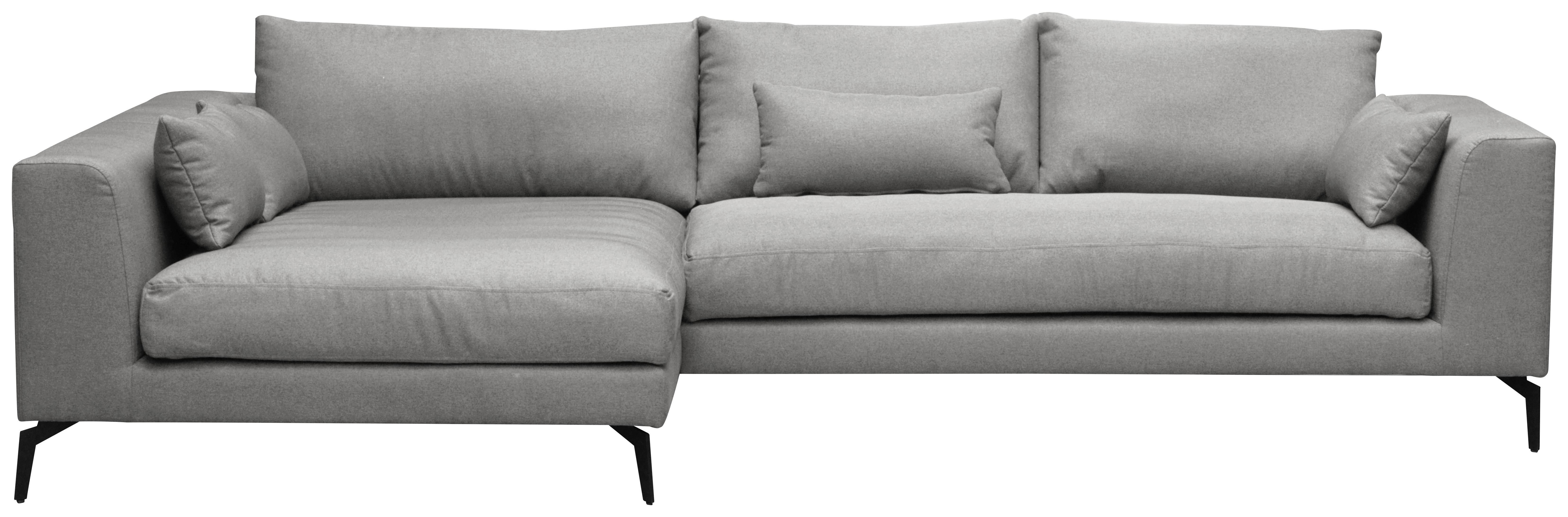 Ecksofa Berlin Webstoff Grau 172x313 Cm - Schwarz/Grau, Design, Textil (172/313cm) - Livetastic