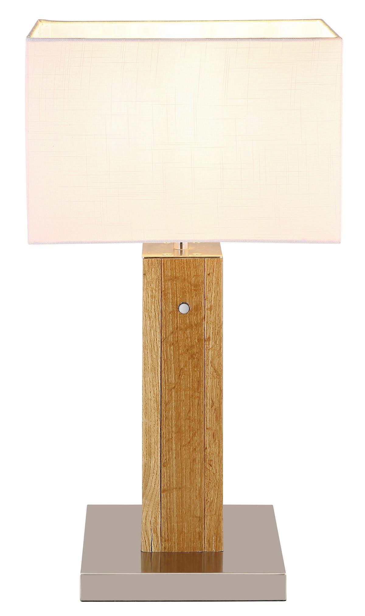 Tischleuchte Weiß 230V LxBxH: ca. 30x20x56 cm - Chromfarben/Transparent, Design, Holzwerkstoff/Kunststoff (30/20/56cm) - Globo