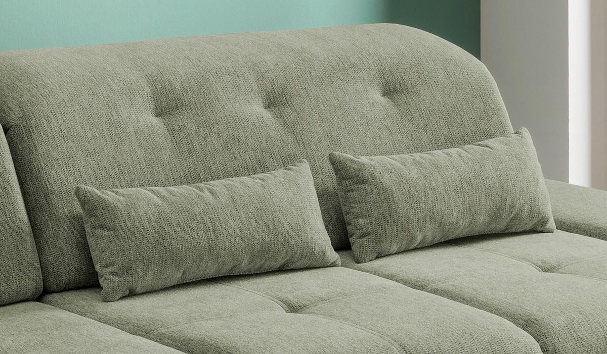 Ecksofa Mit Schlaffunktion Dalida Grün Chenille - Chromfarben/Grün, Design, Textil (196/300cm) - Livetastic