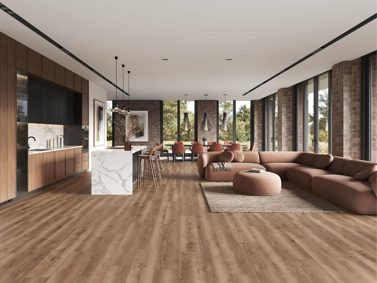 Vinylboden Eichefarben Landhausdiele Klick-Vinyl - Eichefarben, Basics, Kunststoff/Stein (23/128/0,57cm) - Econfloor