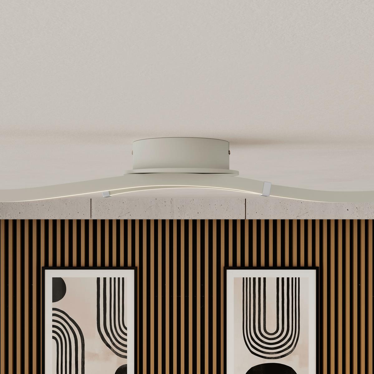 LED-Deckenleuchte Charlie - Sandfarben/Chromfarben, Basics, Kunststoff/Metall (55/12/6,5cm) - Luca Bessoni