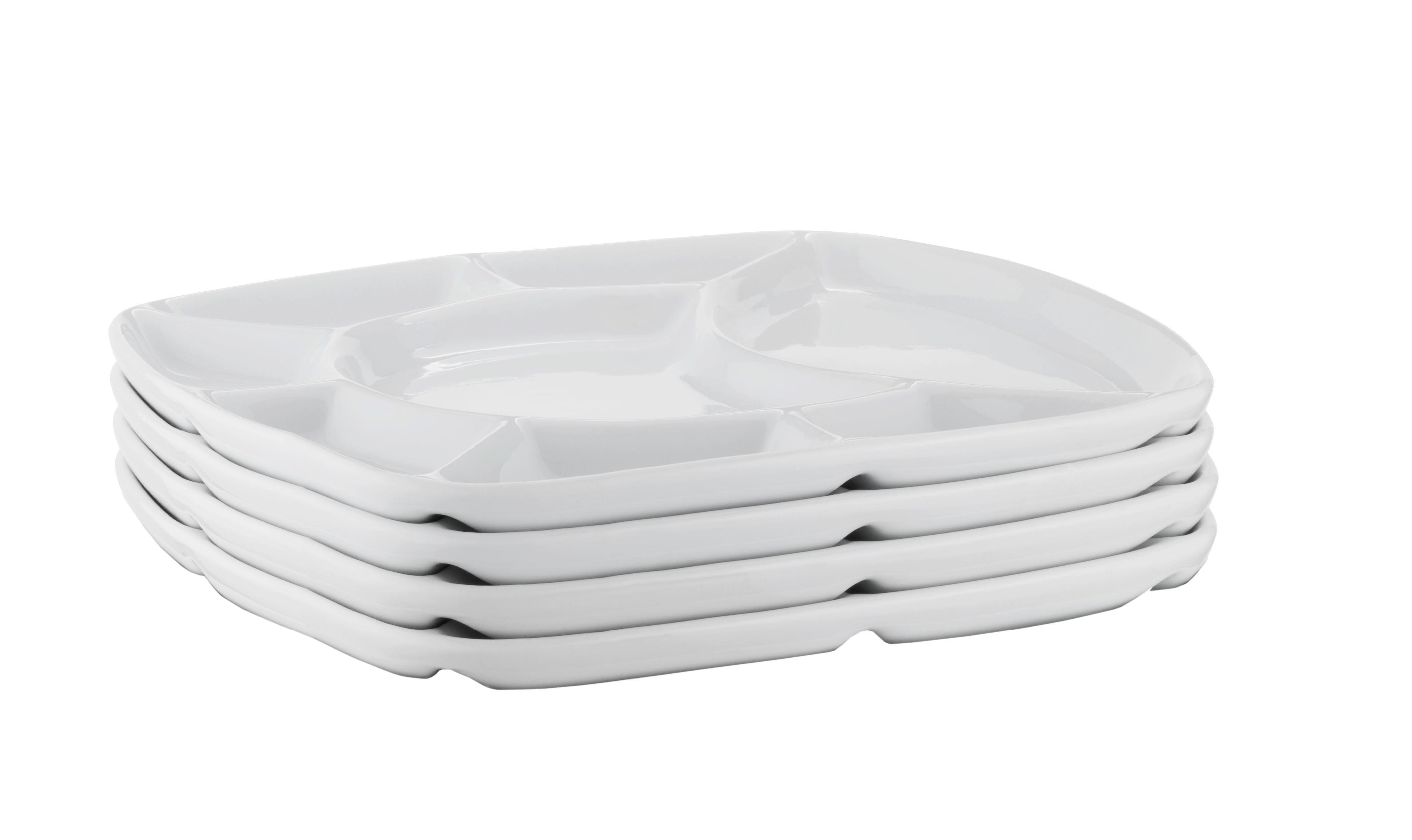 Tellerset 4-Teilig Porzellan, Weiß, Glänzend - Weiß, Basics, Keramik (23/2,5/23cm) - Mäser