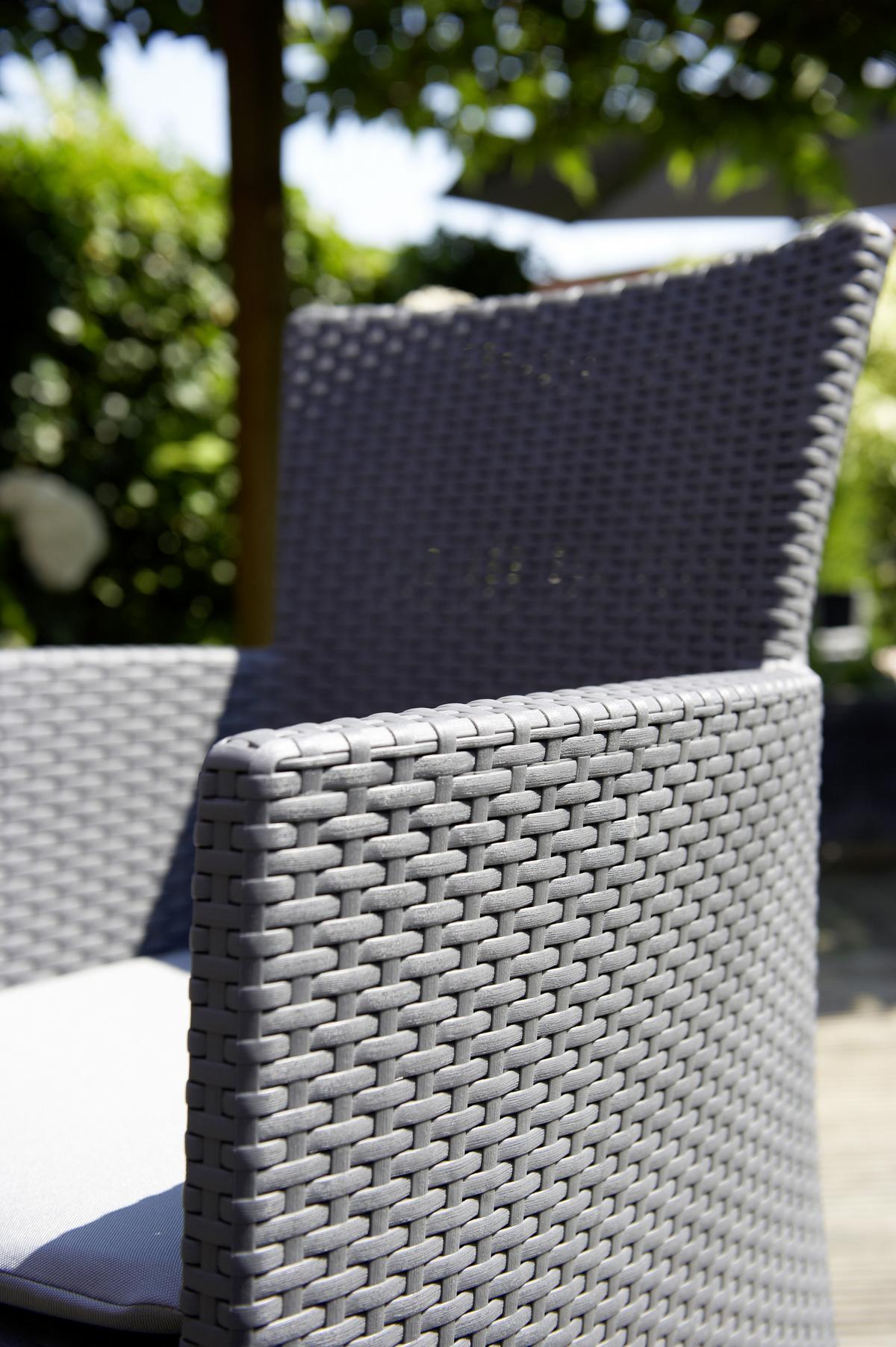 Gartensessel Iowa Polyrattan mit Polster - Hellgrau/Graphitfarben, MODERN, Kunststoff (60/89/62cm) - Allibert