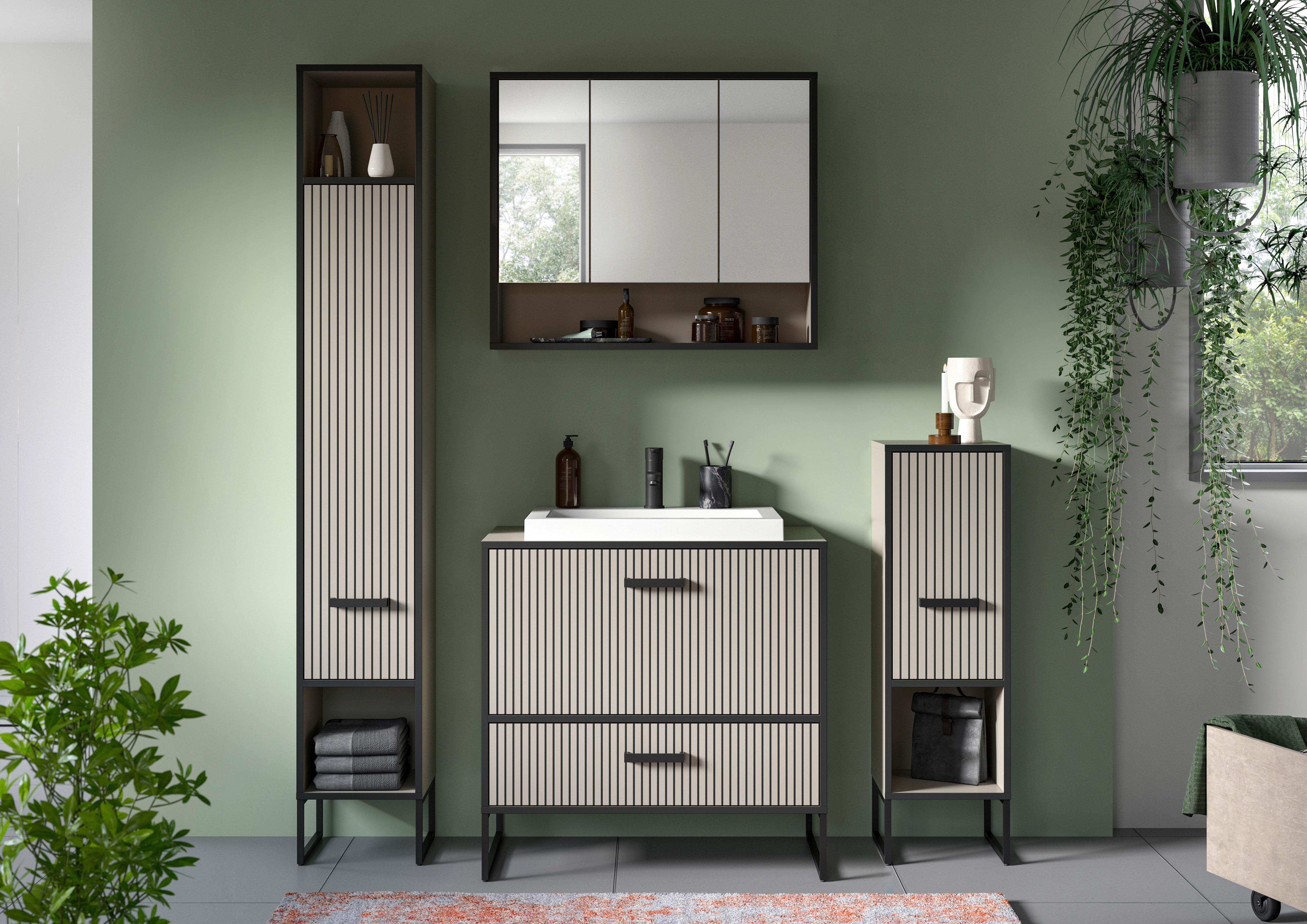 Badezimmer Bagno Schwarz/kaschmir B:140cm - Kaschmir/Schwarz, MODERN, Holzwerkstoff (140cm) - MID.YOU