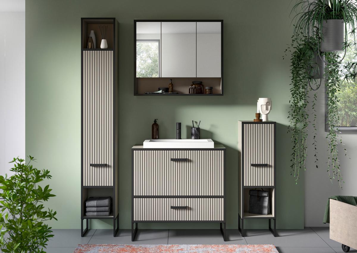 Badezimmer Bagno Schwarz/kaschmir B:140cm - Kaschmir/Schwarz, MODERN, Holzwerkstoff (140cm) - MID.YOU