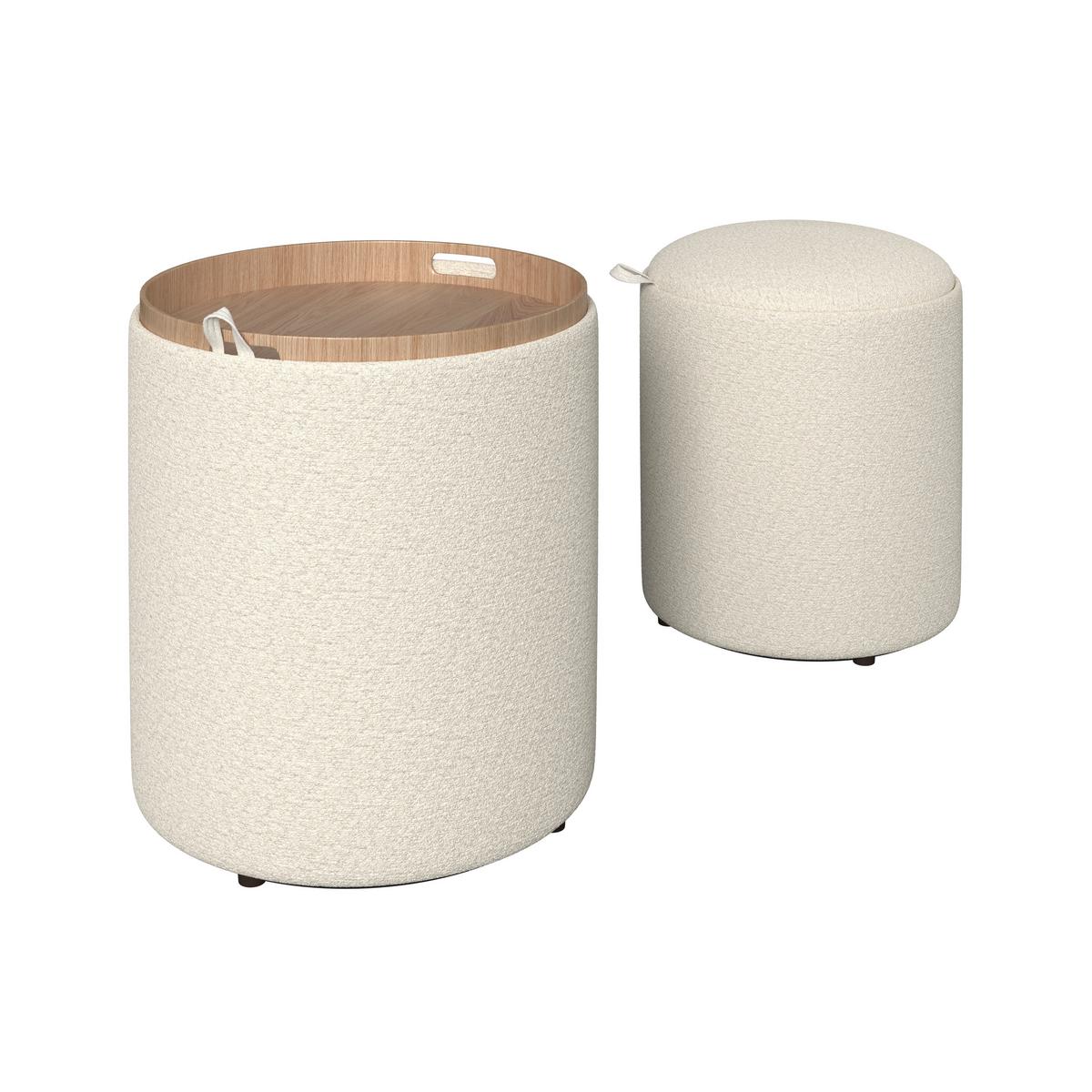 Sada taburetek MELANIE, bílé buklé - bílá, Moderní, kompozitní dřevo/textil (44cm) - Bessagi Home