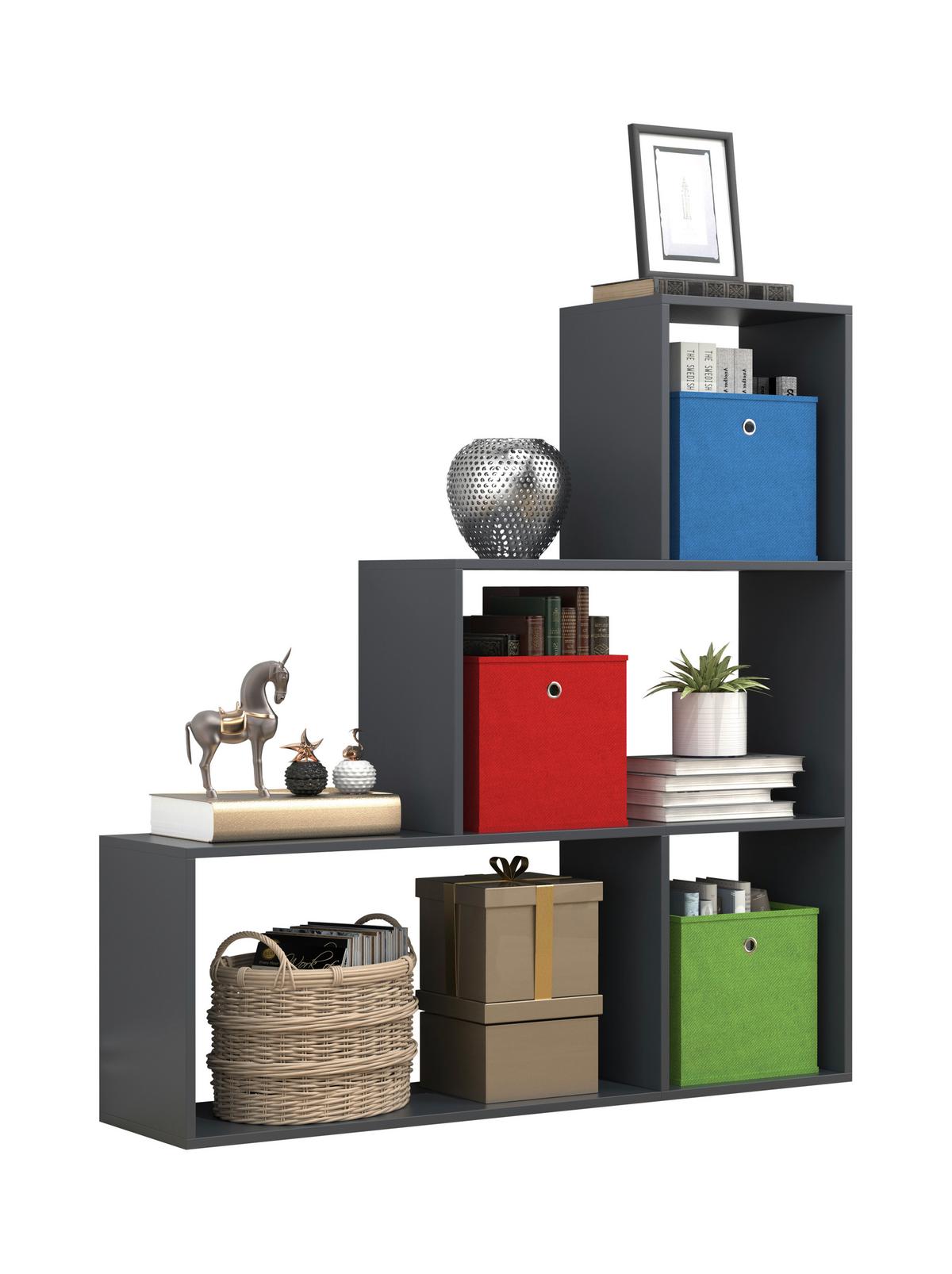 Regal Dubila Anthrazit B: 117 cm - Anthrazit, Basics, Holzwerkstoff (117/123/29cm) - MID.YOU