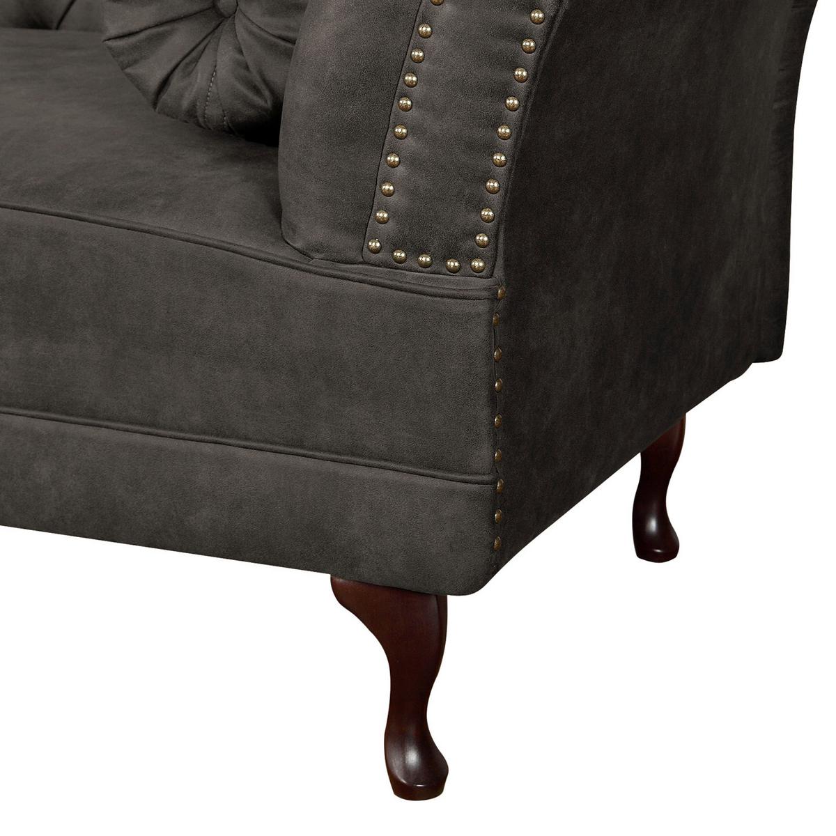 Récamiere Pako Grau B: 185cm - Braun/Grau, Design, Textil (185/93/75cm) - Livetastic