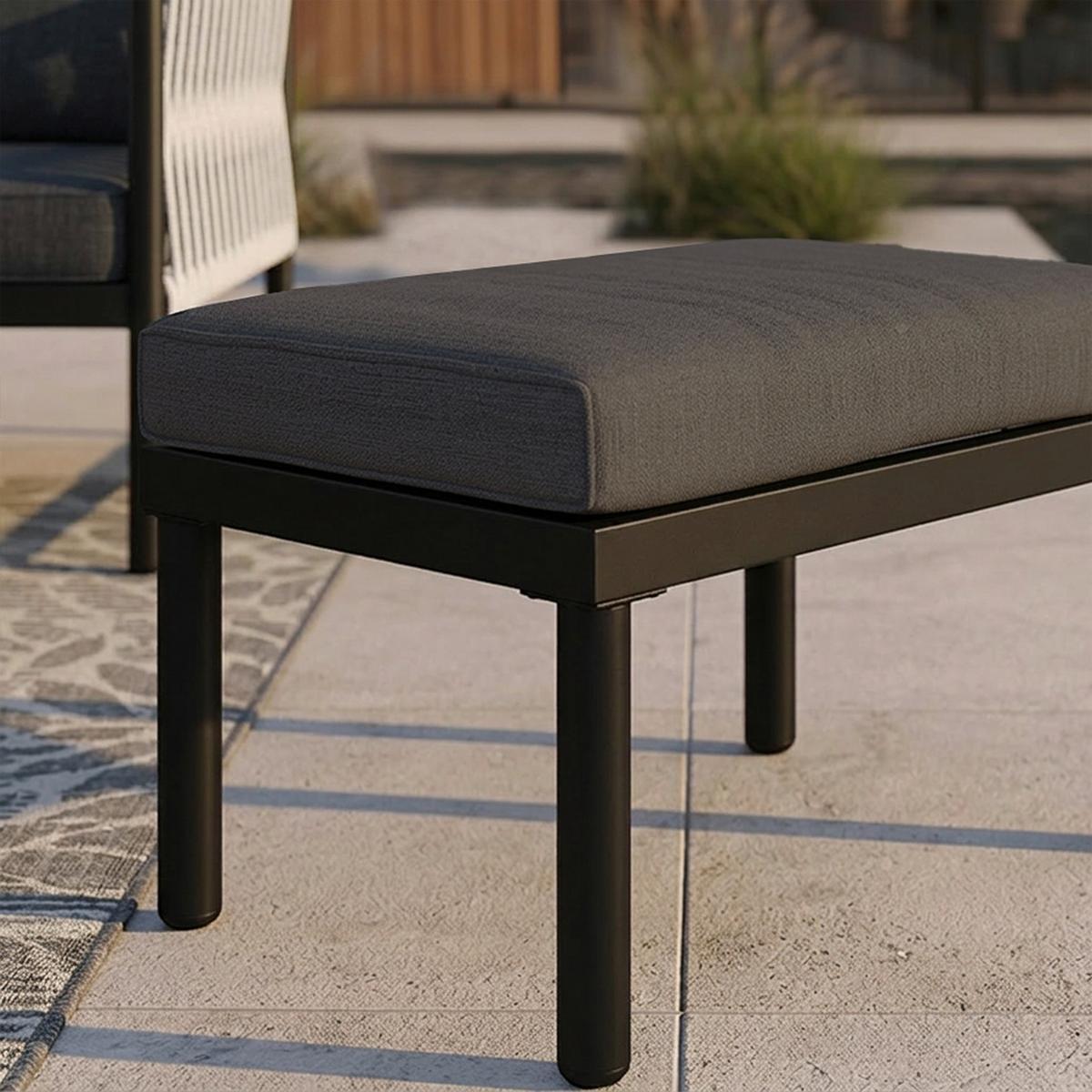 JÍDELNÍ TERASOVÁ SOUPRAVA POLLY - černá/světle šedá, Moderní, kov/textil - Bessagi Garden