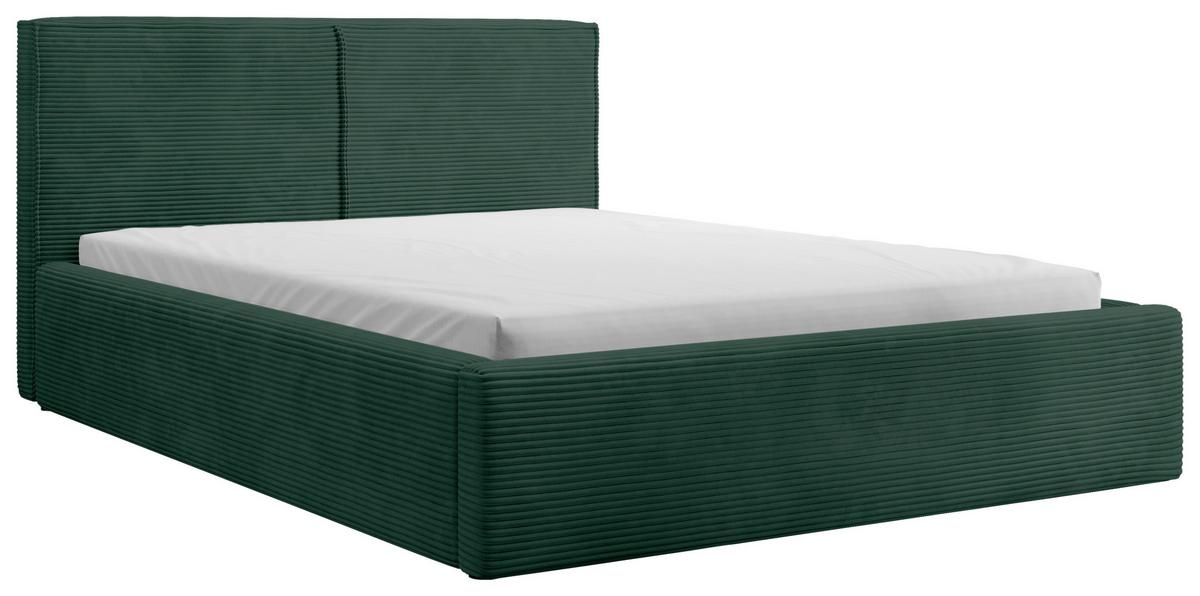 Polsterbett Mit Bettkasten Inez Dunkelgrün 180x200 Cm - Dunkelgrün/Schwarz, MODERN, Holz/Holzwerkstoff (180/200cm) - MID.YOU
