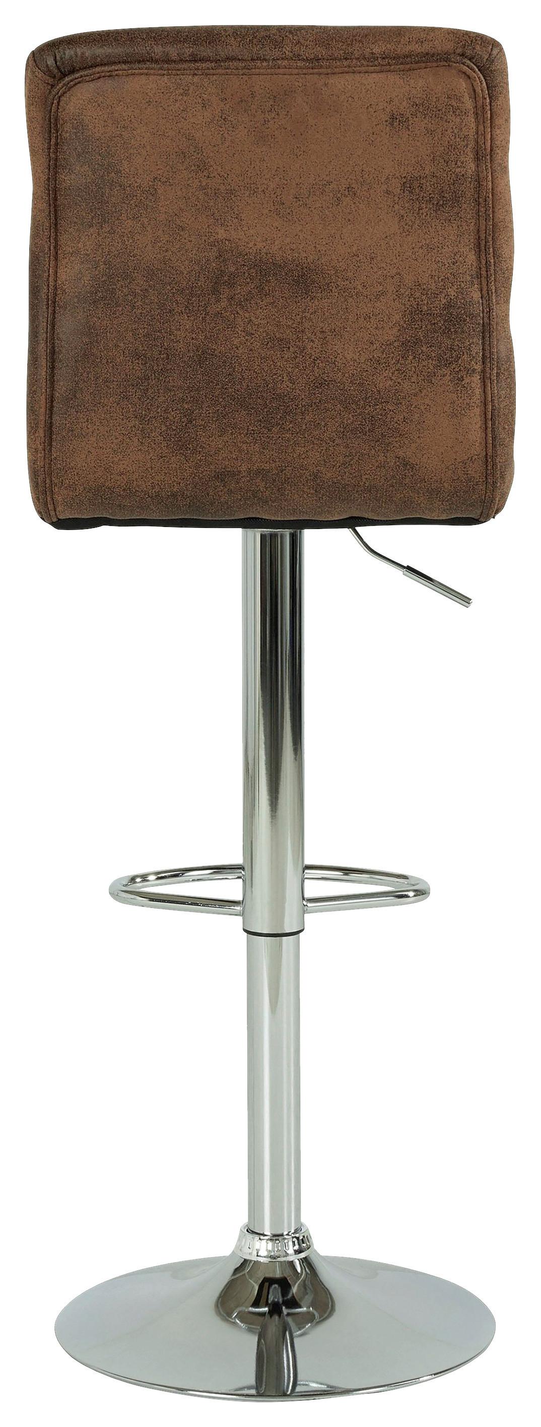 Barhocker im Lederlook in Braun und Chromfarben