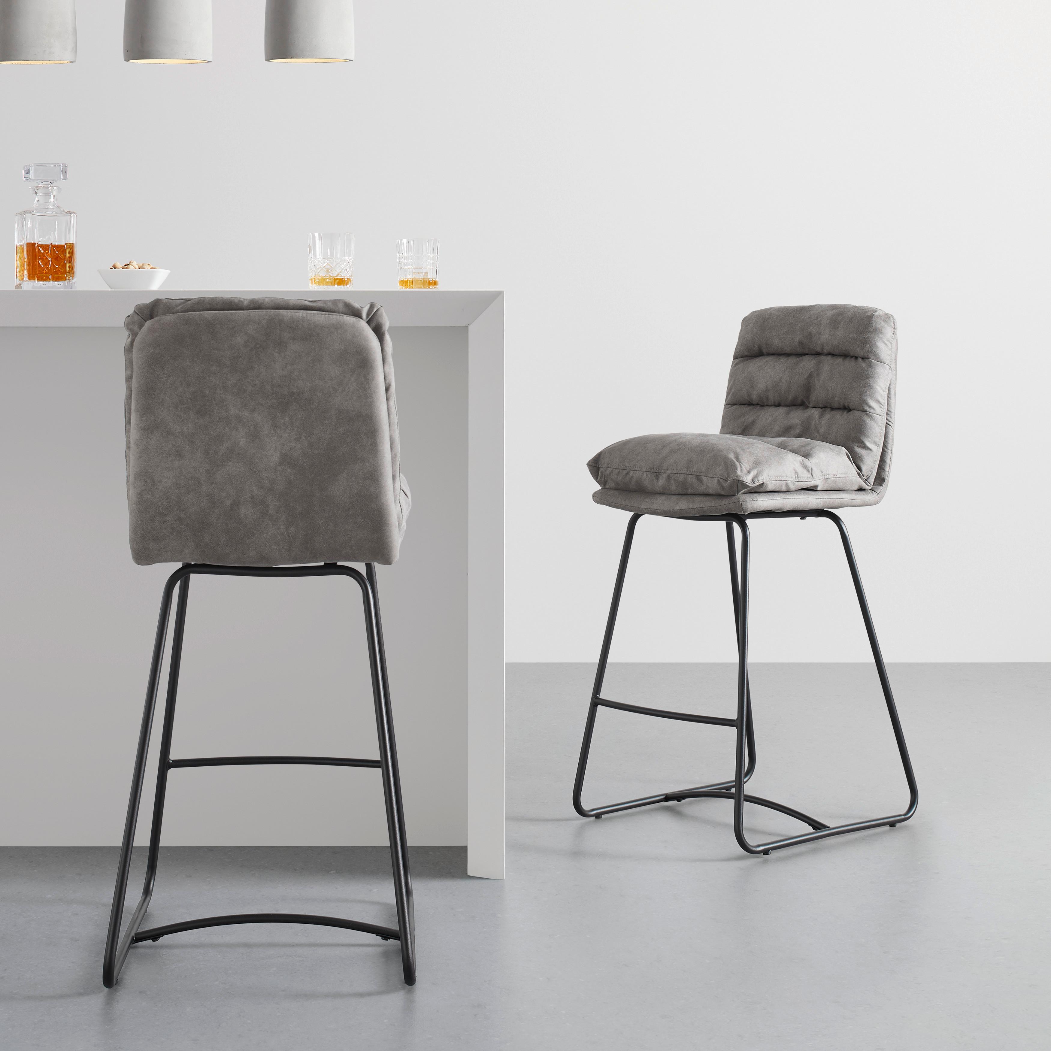 Barová Židle Kona Světle Šedá - šedá/černá, Moderní, kov/textil (44/103/59cm) - Bessagi Home
