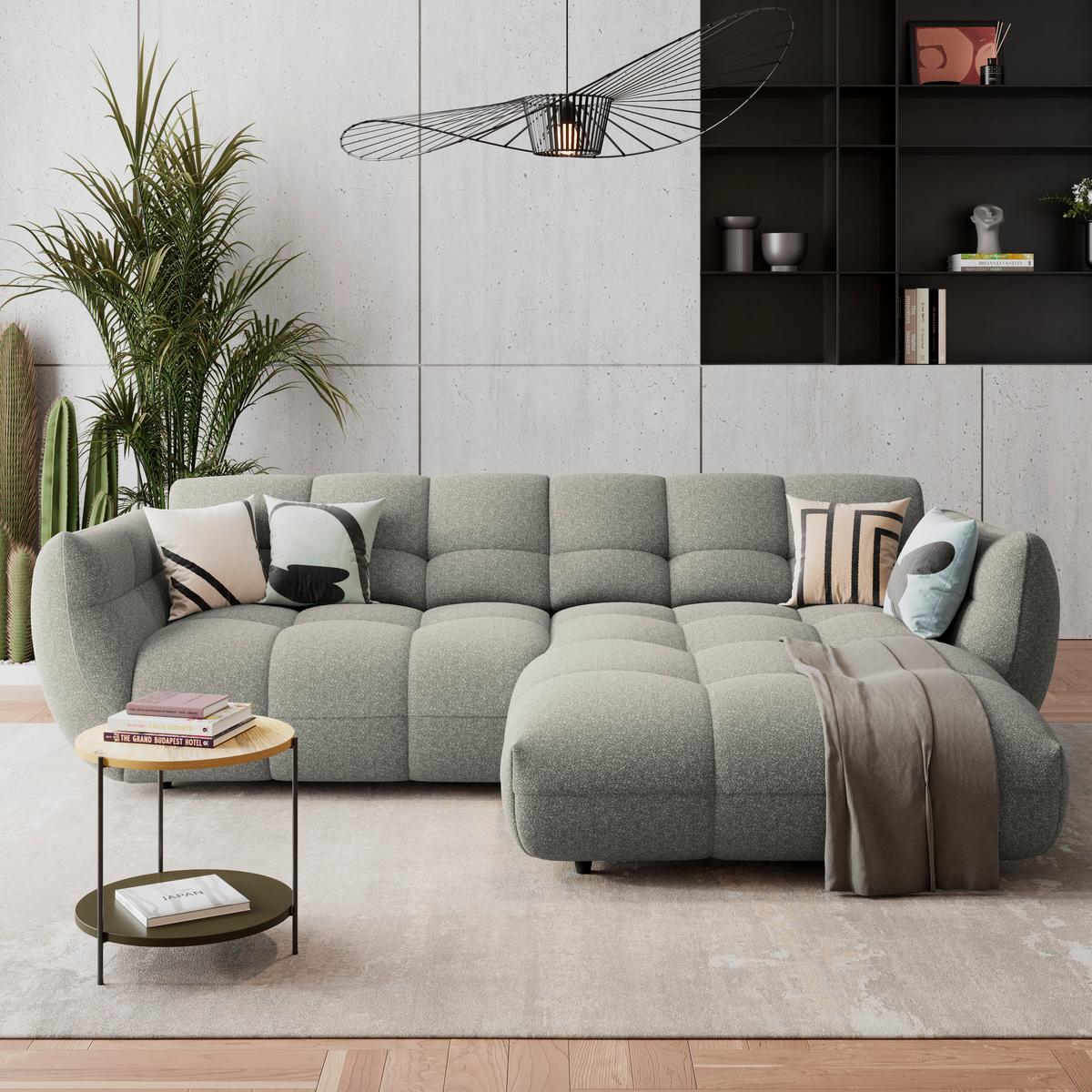 Ecksofa Panda Chenille grau, 280x178cm - Schwarz/Grau, Trend, Textil (280/178cm)