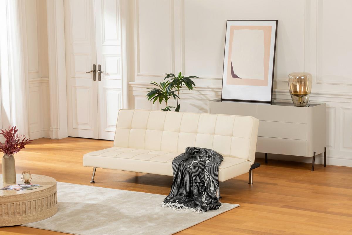 Schlafsofa Silva - Silberfarben/Creme, Basics, Textil (179/74/91cm) - P & B