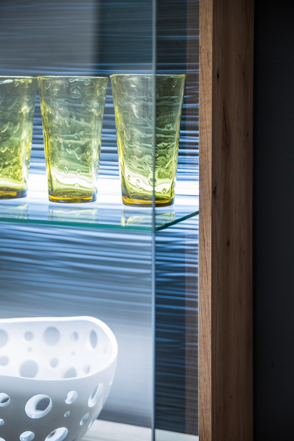 Wohnkombination 3-Tlg. Cortona Anthrazit/Eichefarben - Klar/Eichefarben, Design, Glas/Holzwerkstoff (290/198/50cm) - Livetastic