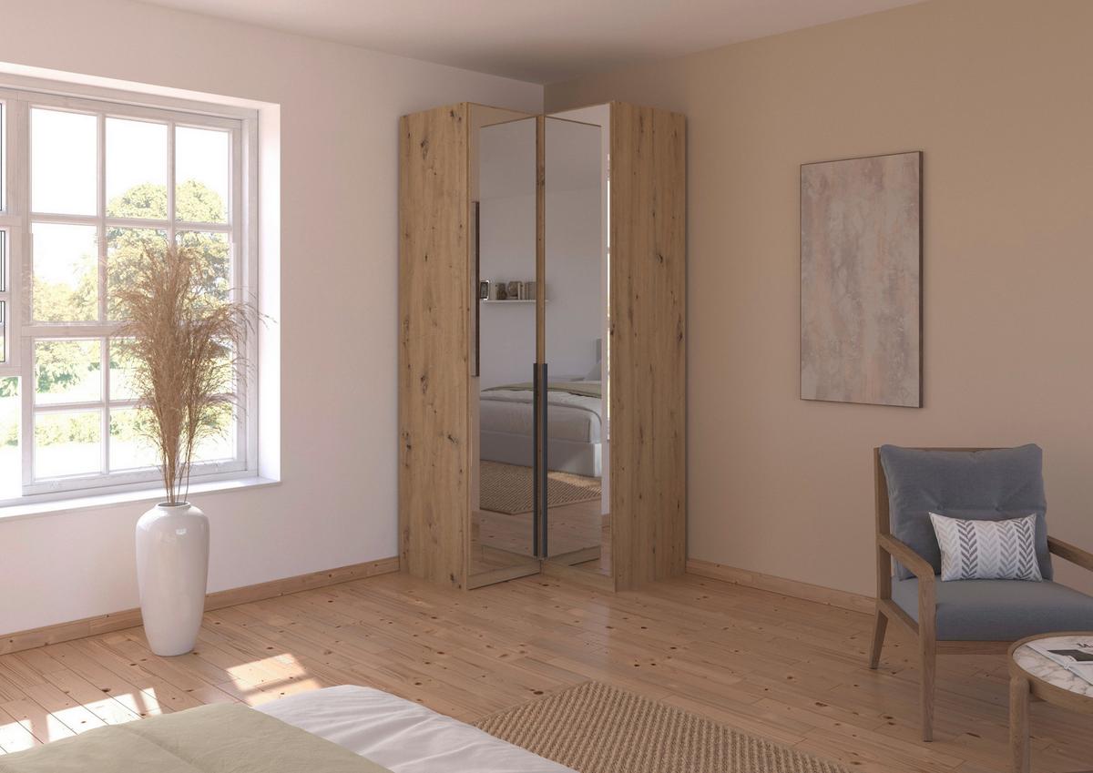 Eckkleiderschrank Alabama Eiche Dekor B: 100 Cm - Eiche Artisan, MODERN, Glas/Holzwerkstoff (100/229/102cm) - Rauch Möbel