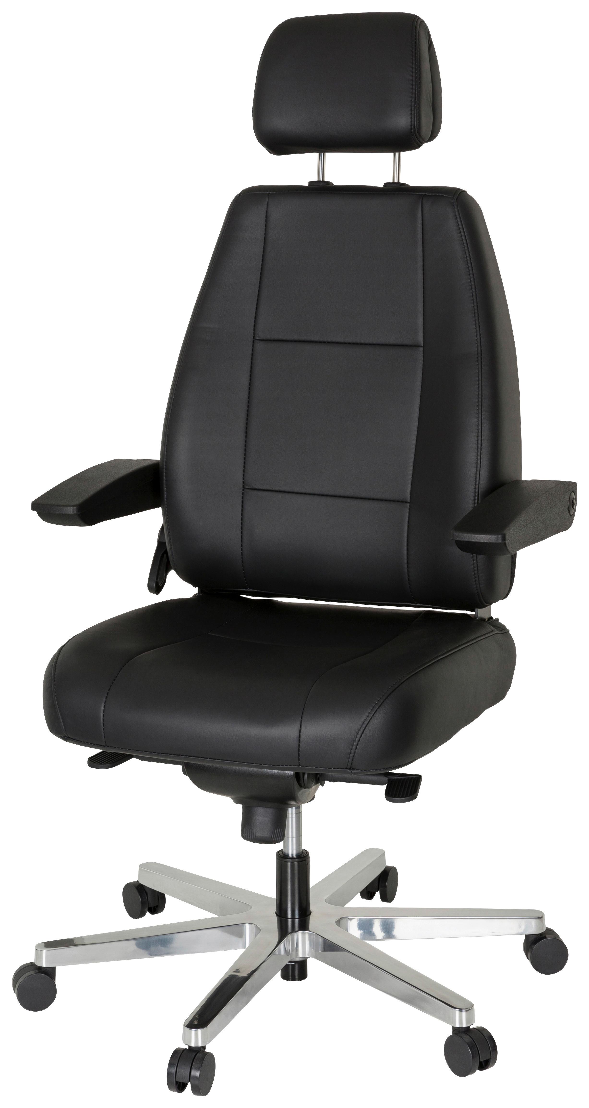 Chefsessel Hours Wippfunktion Schwarz Bis 150 Kg - Silberfarben/Schwarz, Basics, Leder/Kunststoff (70/152/70cm) - MID.YOU