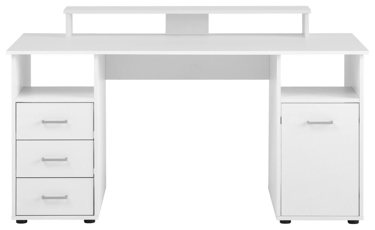 Schreibtisch B 67 Cm H 73,5 Cm Jonte, Weiß - Schwarz/Weiß, MODERN, Holzwerkstoff (150/70/70cm)