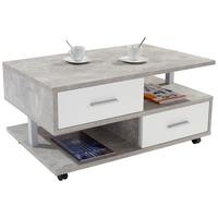 Couchtisch Mit Stauraum + Rollen Quattro Betonoptik/weiß - Weiß/Grau, MODERN, Holzwerkstoff (105/45/60cm)