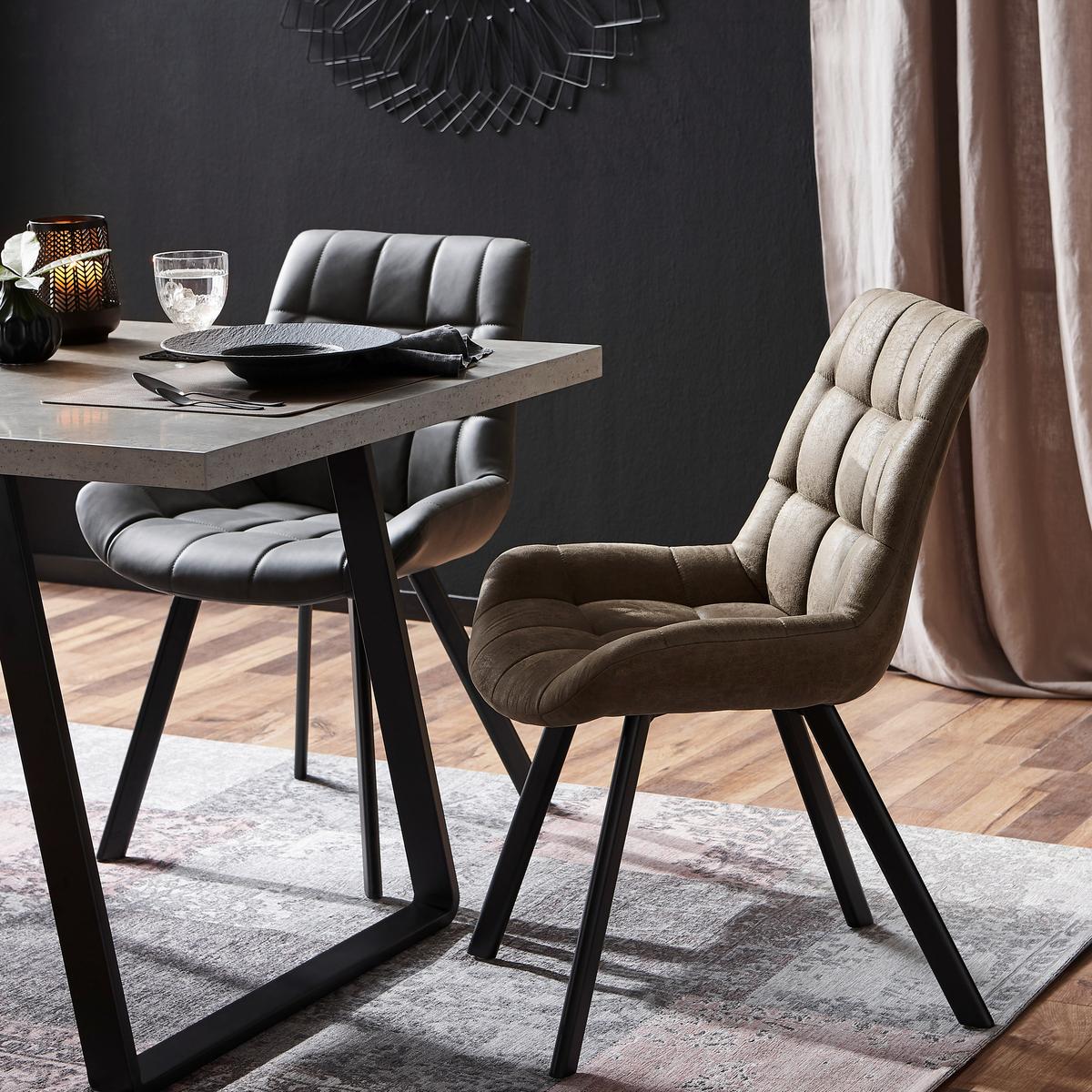 Schalenstuhl Hayo Grau Gepolstert, Lederlook - Schwarz/Grau, KONVENTIONELL, Textil/Metall (56/84/60cm) - Livetastic