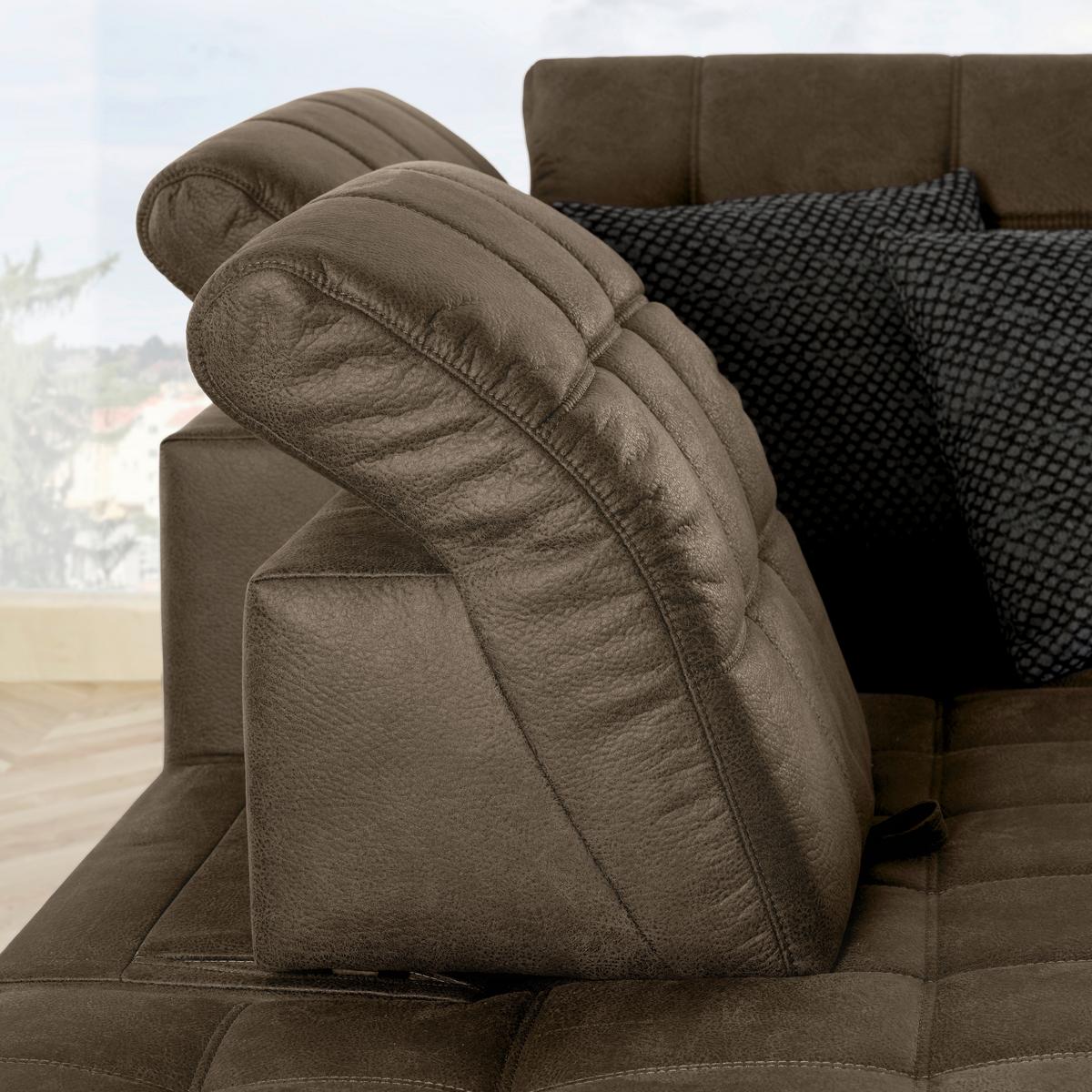 Rohová sedačka PANAMA, ľavá, sivohnedá - čierna/taupe, Konventionell, kov/textil (216/89-102/304cm) - Premium Living