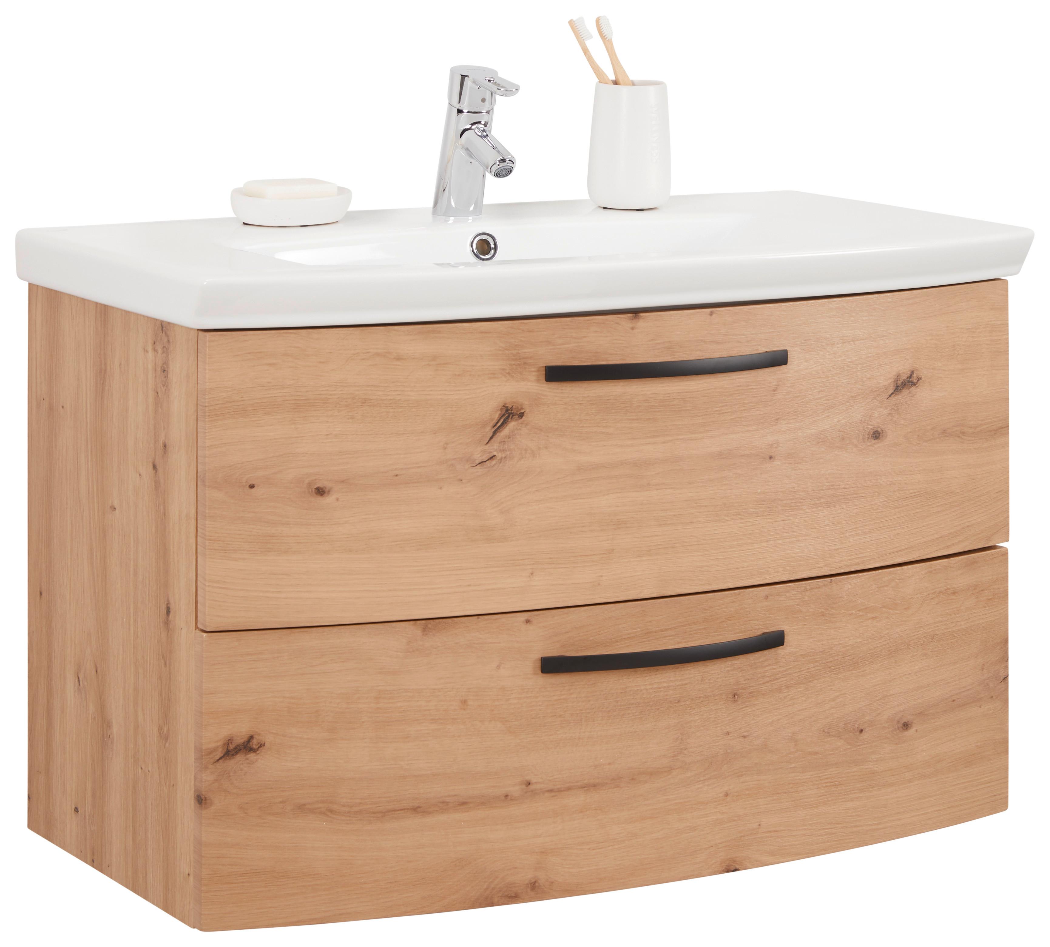 Skříňka s umývadlem FLORENZ -EXKLUSIV- - bílá/černá, Moderní, kov/kompozitní dřevo (90/60/45cm) - Mömax