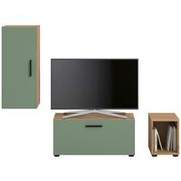 Wohwand, The One Olivgrün/artisan Eiche Dekor - Schwarz/Olivgrün, Trend, Holzwerkstoff (75/32/32/77/33cm)