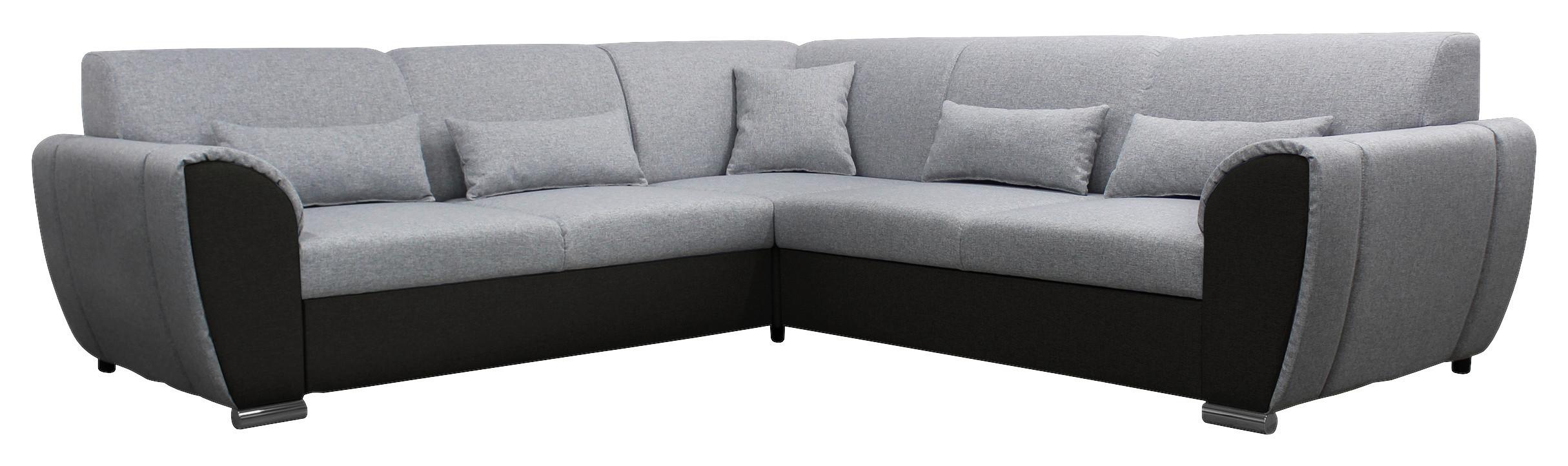 Ecksofa Delux Schwarz/hellgrau Schlaffunktion Ottomane Links - Silberfarben/Hellgrau, Design, Textil (266/266cm) - Livetastic