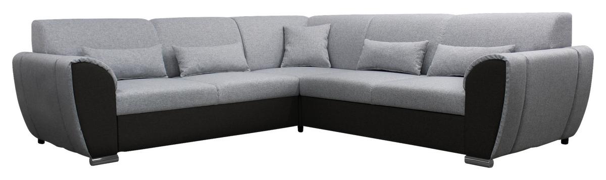 Ecksofa Delux Schwarz/hellgrau Schlaffunktion Ottomane Links - Silberfarben/Hellgrau, Design, Textil (266/266cm) - Livetastic