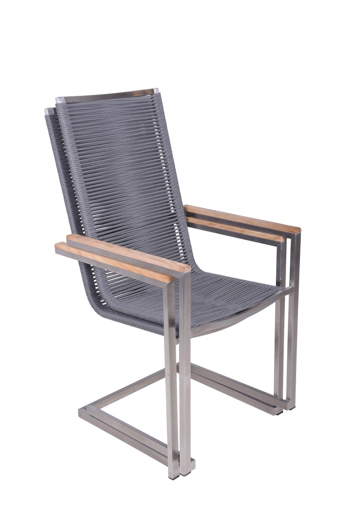 Gartenstuhl-Set Pavia - Anthrazit/Silberfarben, Basics, Holz/Kunststoff (61/108/56cm) - Gardenson